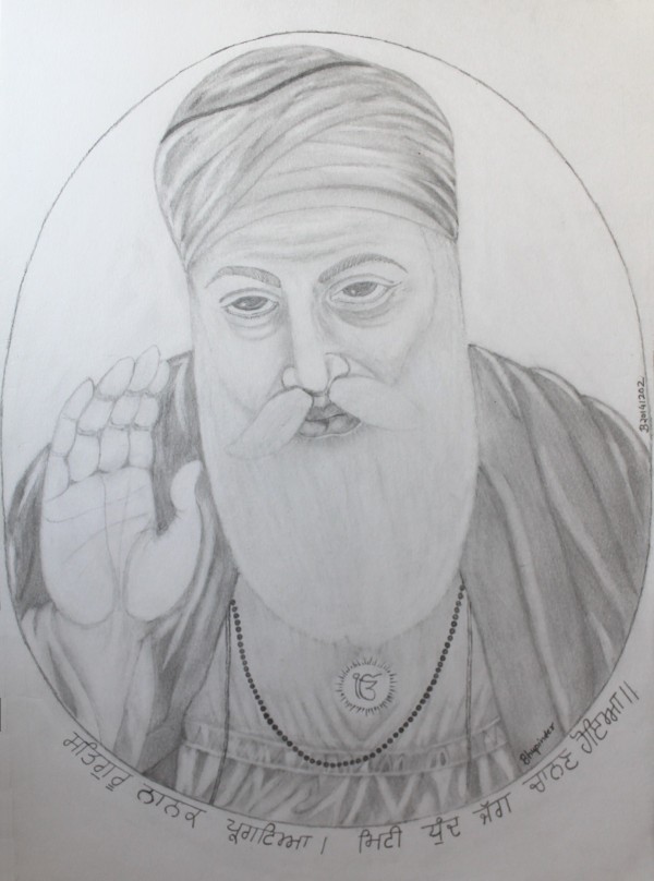 Pencil Sketch of Shri Guru Nanak Dev Ji