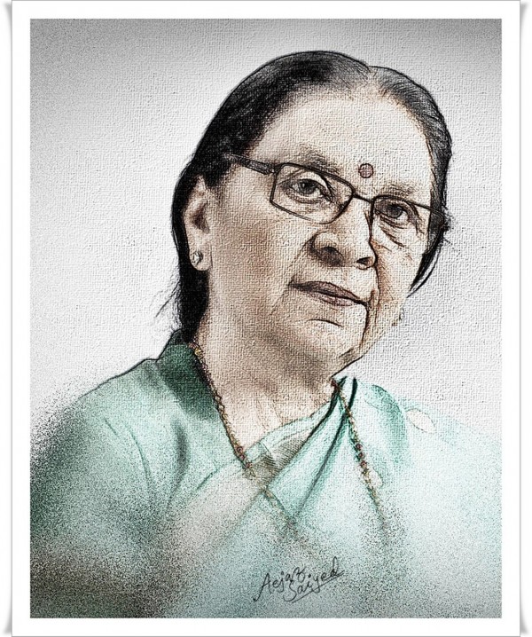 Mixed Painting Of Anandiben Patel, Chief Minister of Gujarat