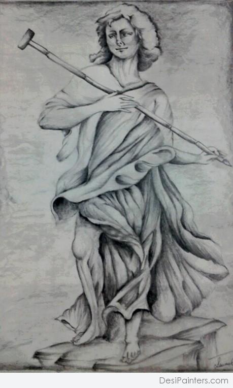 Pencil Sketch Of A Statue - DesiPainters.com