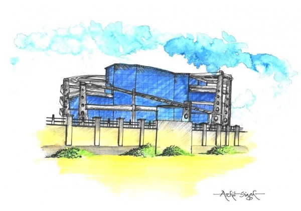 Watercolor Painting Of IT Park Chandigarh