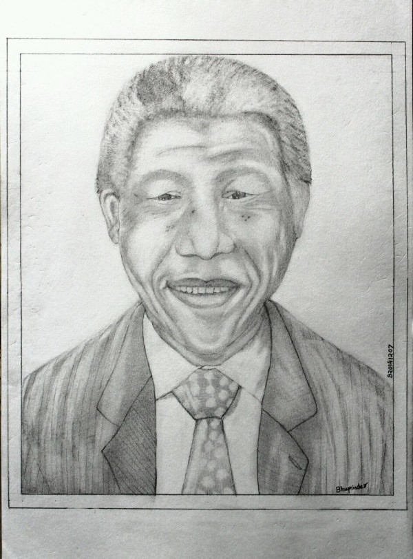 Pencil SKetch Of Mr. Nelson Mandela - DesiPainters.com
