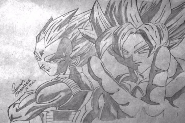 Pencil Sketch Of Vegeta And Goku