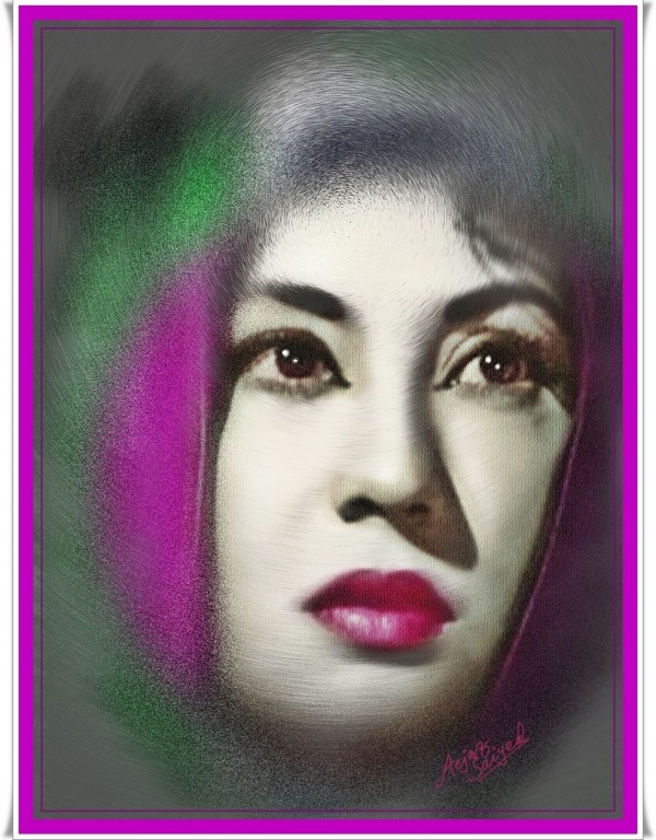 Digital Painting Of Indian Actress Meena Kumari - DesiPainters.com
