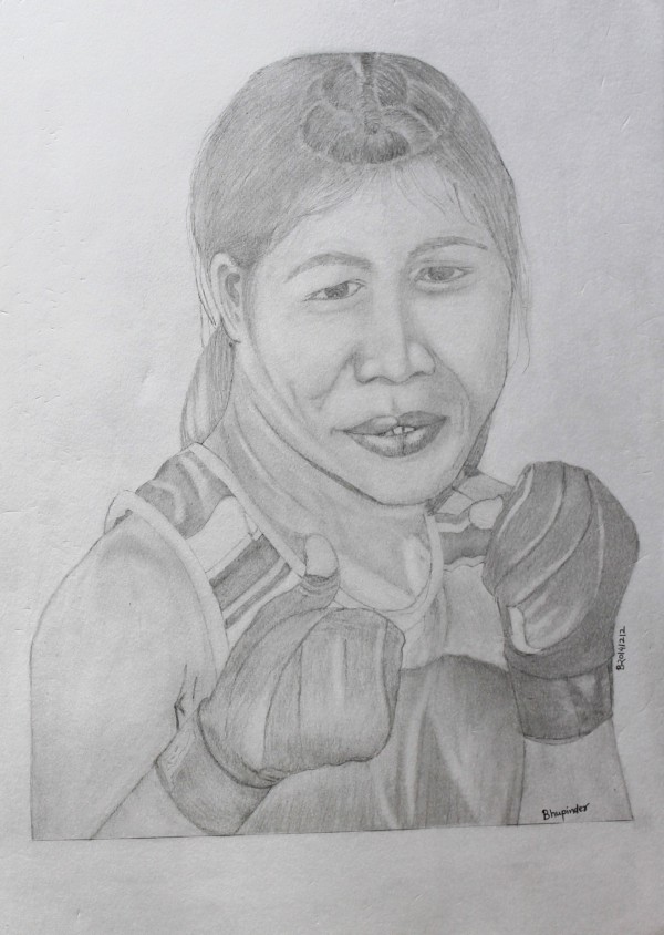 Pencil Sketch of MC Mary Kom