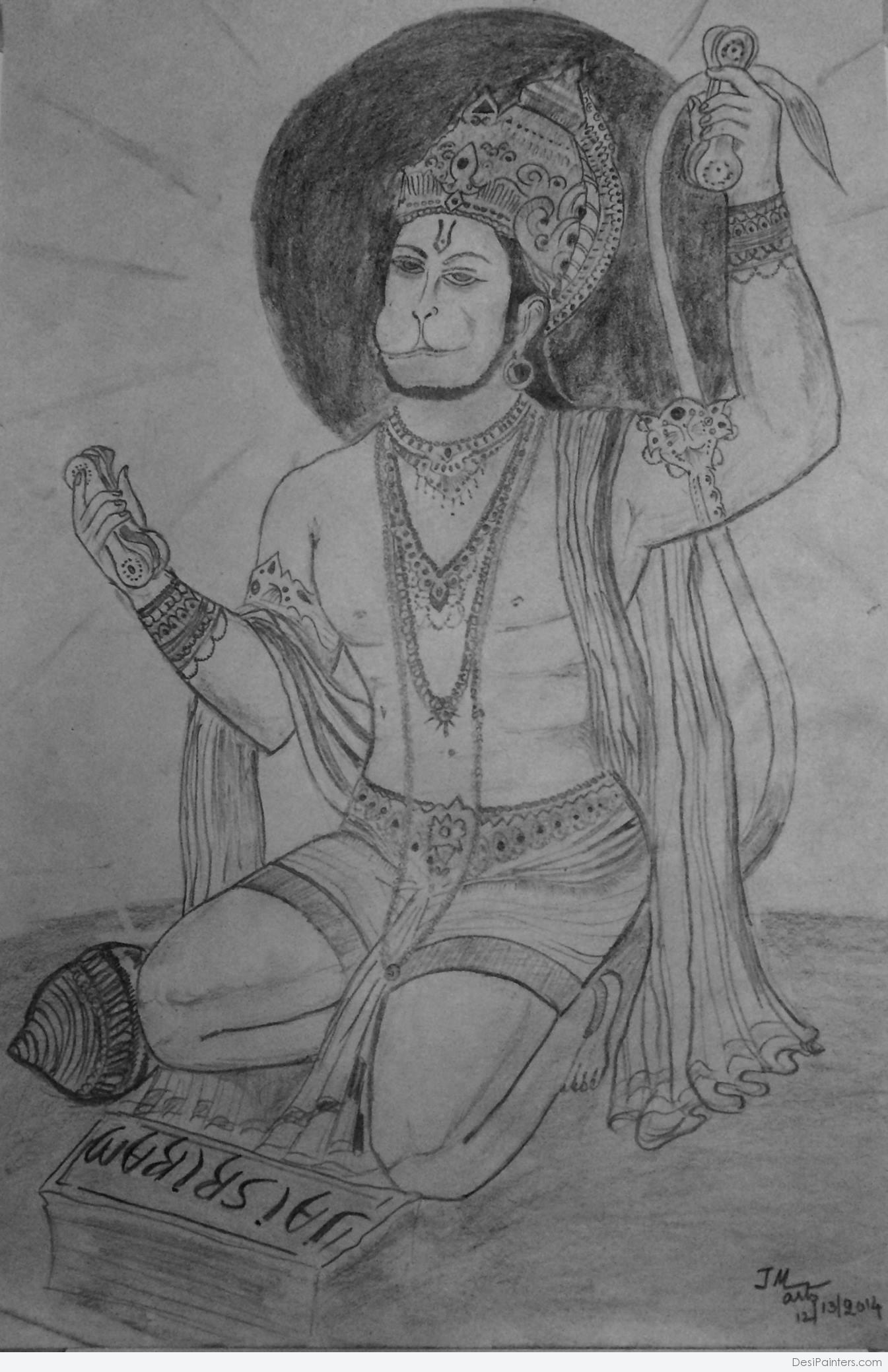 Pencil Sketch Of Lord Hanuman
