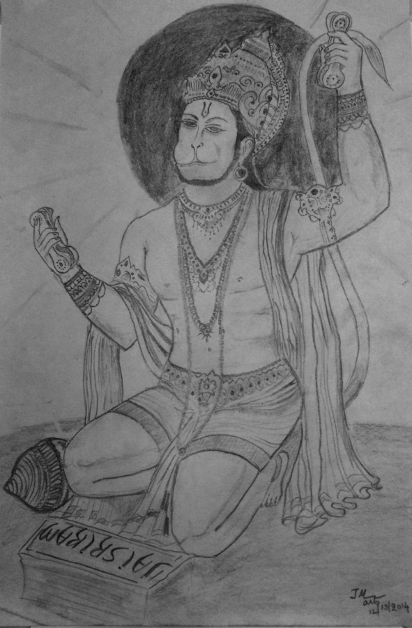 Pencil Sketch Of Lord Hanuman