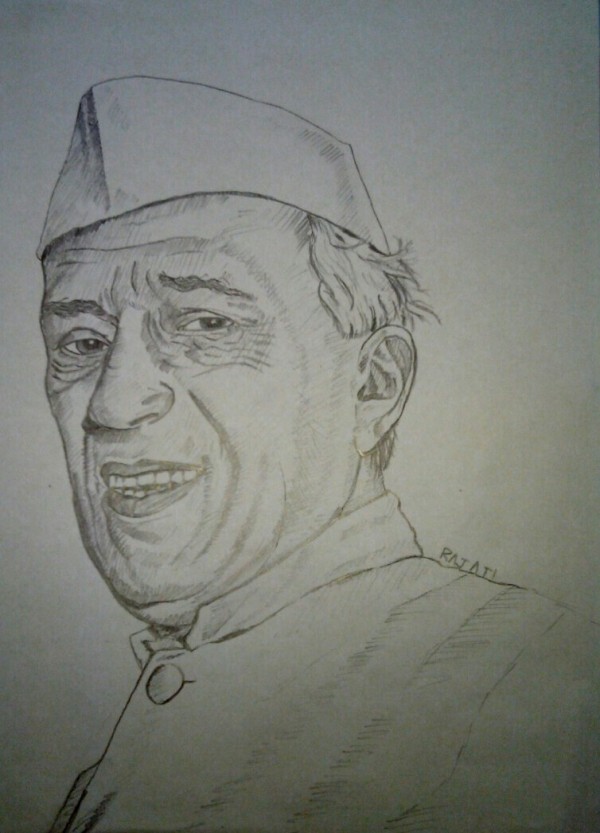 Pencil Sketch Of Pandit Jawaharlal Nehru - DesiPainters.com