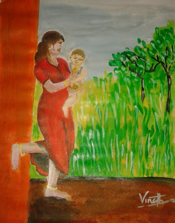 Beautiful Oil Painting By Vineeth Benoor Art - DesiPainters.com