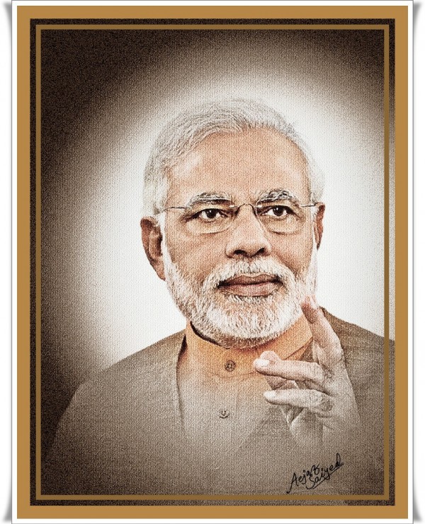 Digital Painting Of Narendra Modi - DesiPainters.com