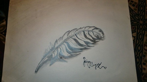 Pencil Sketch Of 3d Feather