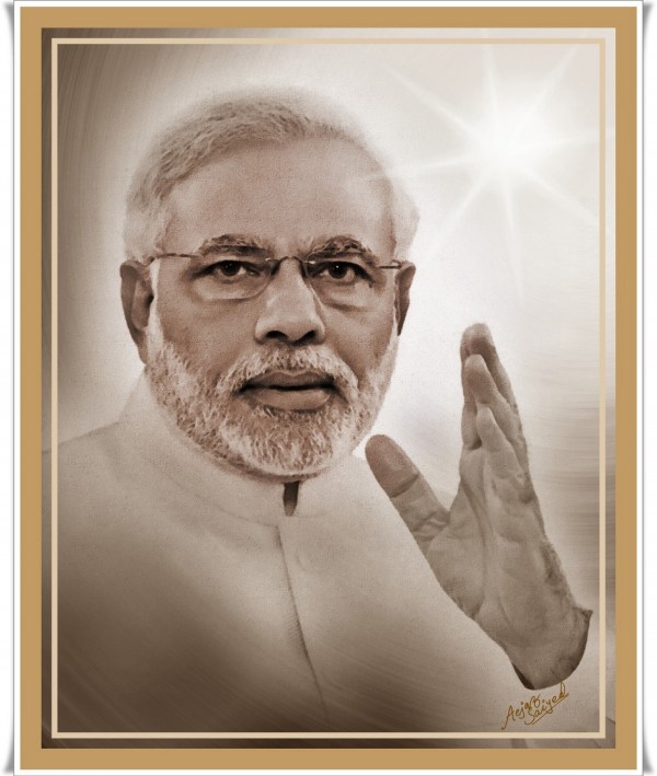 Digital Painting Of Indian Prime Minister – Narendra Modi - DesiPainters.com