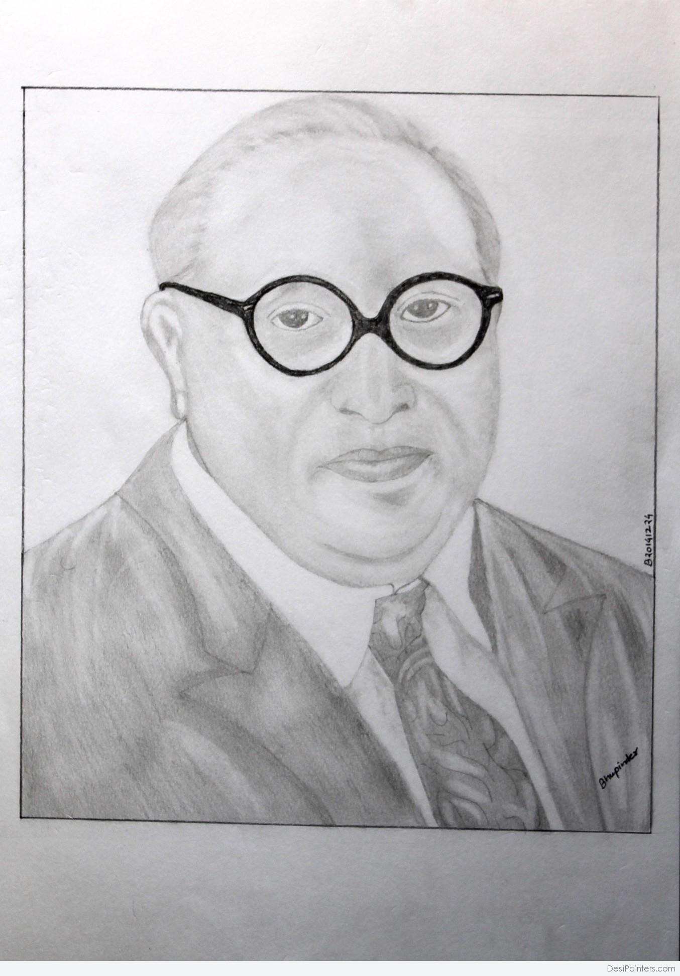 Pencil Sketch of Bharat Ratna Dr. B.R. Ambedkar