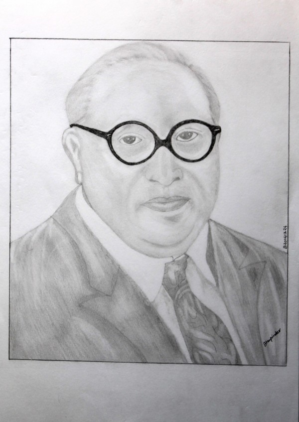 Pencil Sketch of Bharat Ratna Dr. B.R. Ambedkar - DesiPainters.com