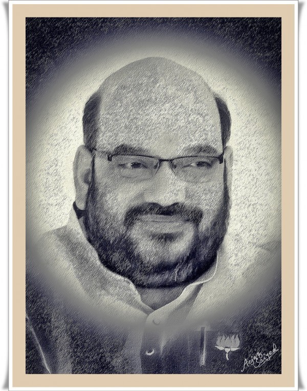 Mixed Painting Of Amit Shah