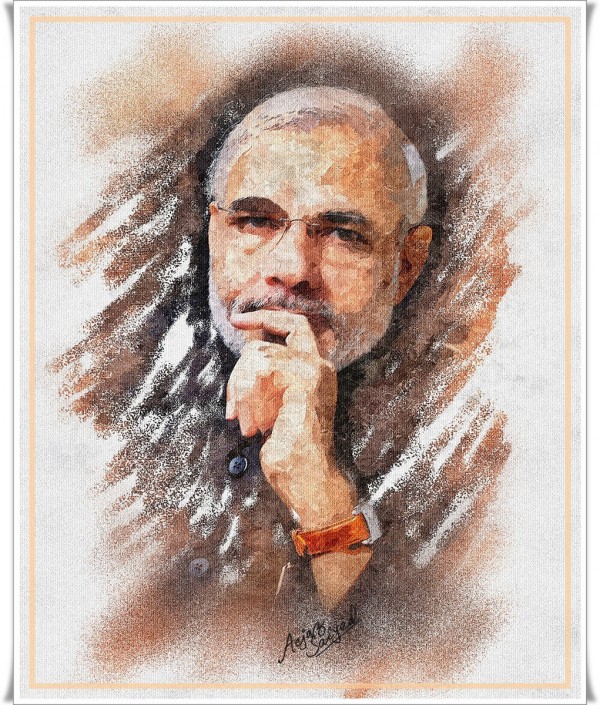 Mixed Painting Of Honorable Narendra Modi - DesiPainters.com