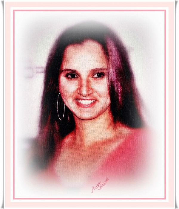 Digital Painting Of Tennis Player Sania Mirza