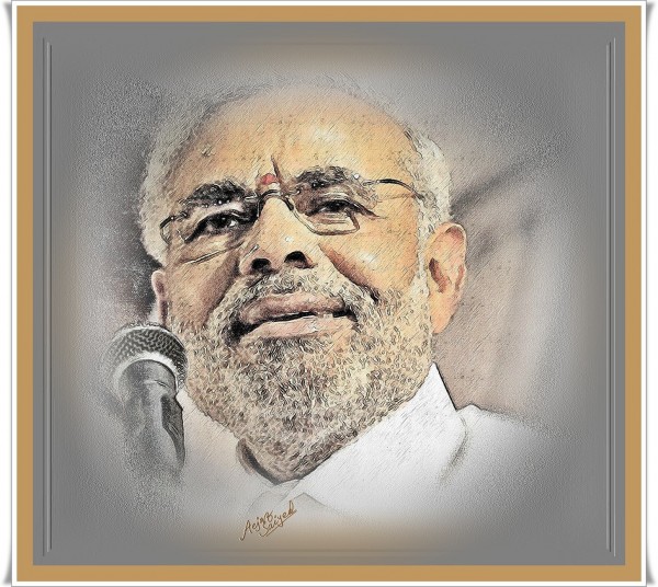 Digital Painting Of Indian Prime Minister Narendra Modi - DesiPainters.com