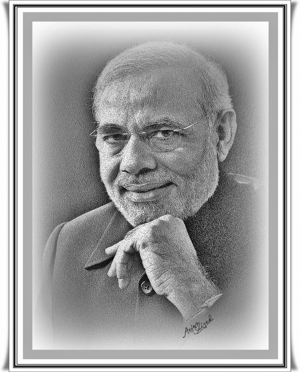 Digital Painting Of Narendra Modi - DesiPainters.com