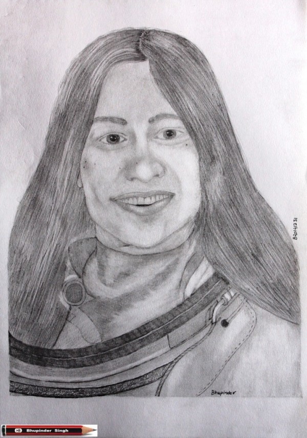 Pencil Sketch Of Indian American Astronaut Kalpana Chawla - DesiPainters.com