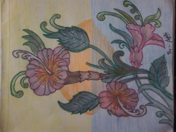 Mixed Painting Of Flowers