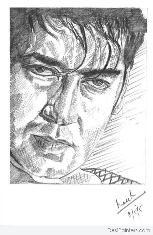 Pencil Sketch of Ajay Devgn - DesiPainters.com