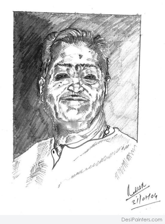 Pencil Sketch of  Dr. Hariprasad Chaurasia – Famous Flautist - DesiPainters.com