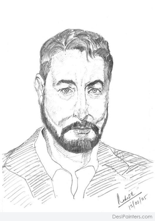 Pencil Sketch of Kabir Bedi - DesiPainters.com