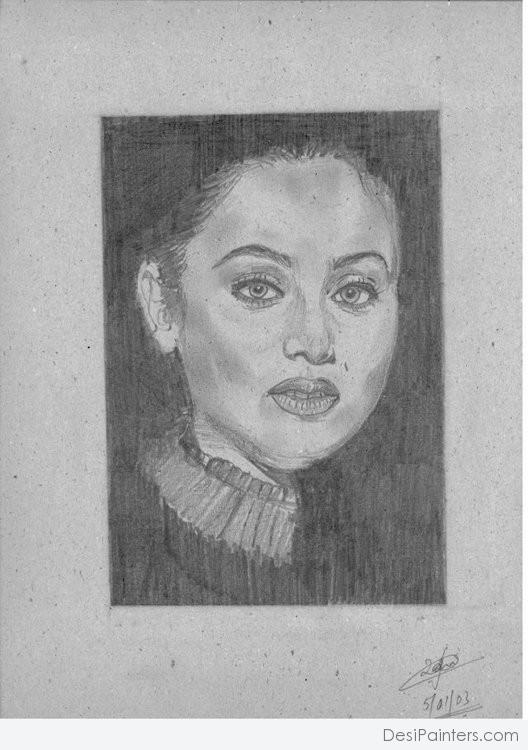 Pencil Sketch of Rani Mukherjee - DesiPainters.com
