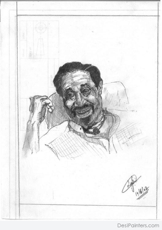Pencil Sketch of Nadigar Thilagam Dr. Sivaji Ganesan - DesiPainters.com