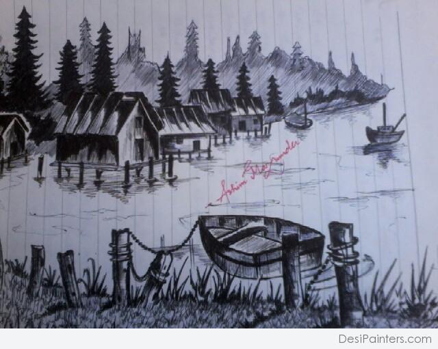 Bobbie Henba Coastal Scenery Pencil Drawing Print Lobster Traps on Dock  Seagull | eBay