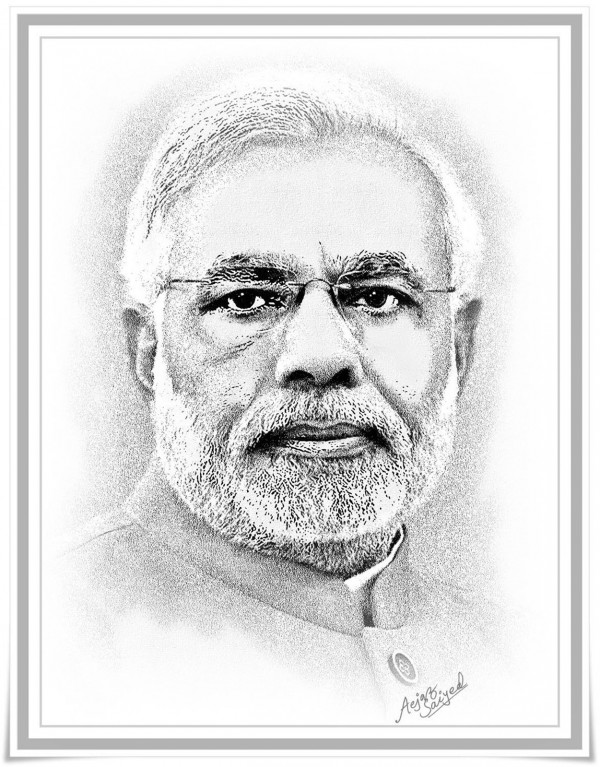 Pencil Sketch of Narendra Modi - DesiPainters.com