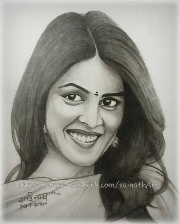 Pencil Sketch of Genelia - DesiPainters.com