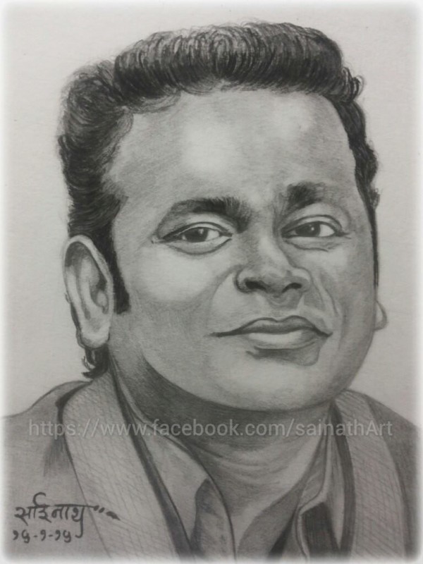 Pencil Sketch of A R Rahman - DesiPainters.com