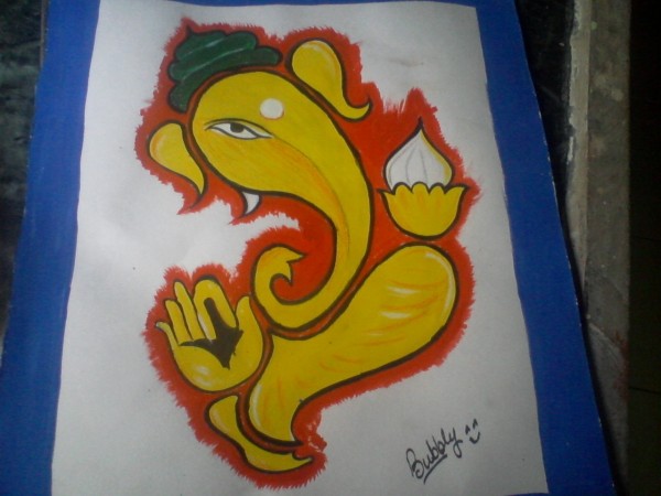 Watercolor Painting Of God Ganesha - DesiPainters.com