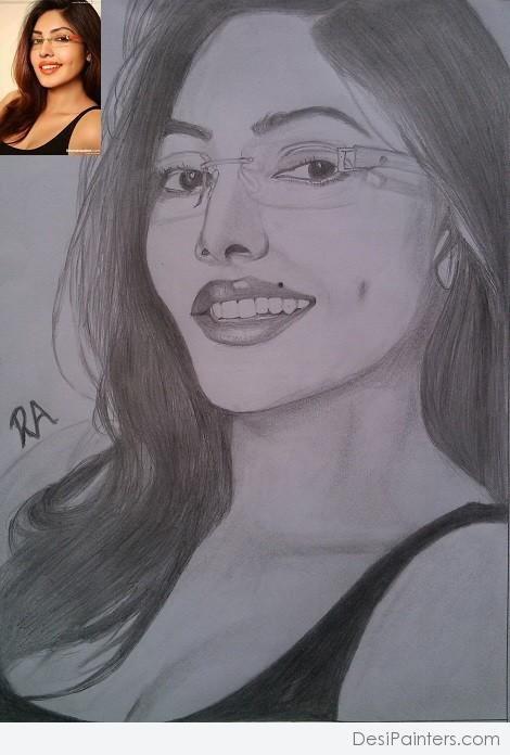Pencil Sketch of Actress Komal Jha - DesiPainters.com