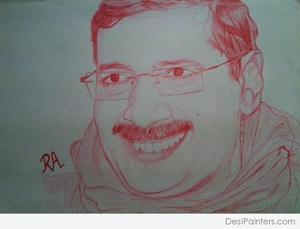 Ink Painting of Arvind Kejriwal - DesiPainters.com