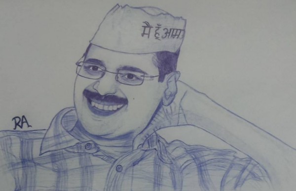 Ink Painting of Arvind Kejriwal - DesiPainters.com