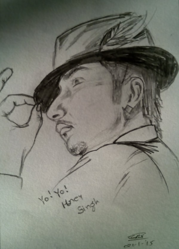 sketch of Yo! Yo! Honey Singh - DesiPainters.com