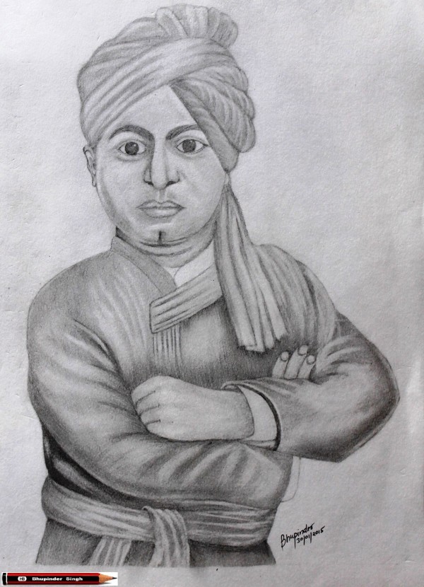 Pencil Sketch of Swami Vivekananda - DesiPainters.com