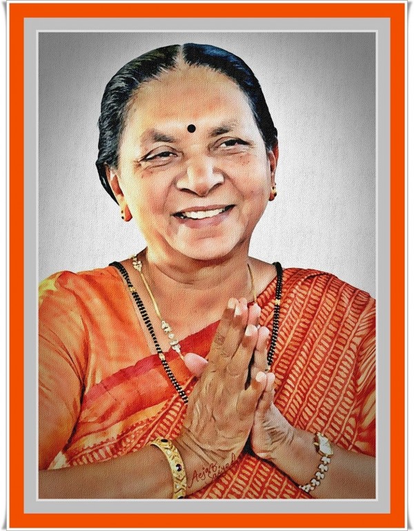 Digital Painting of Anandiben Patel - DesiPainters.com