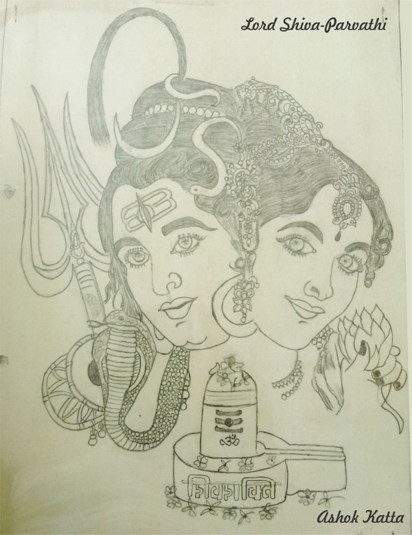  Pencil Sketch of Shivji & Parvati