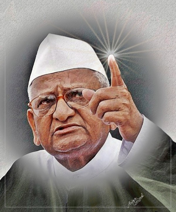 Digital Painting of Anna Hazare - DesiPainters.com