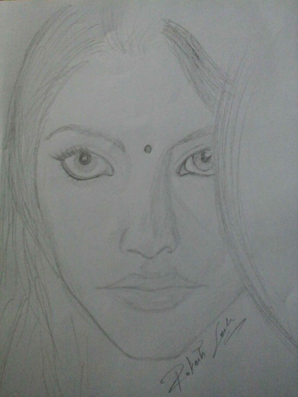 Pencil Sketch Of An Indian women - DesiPainters.com