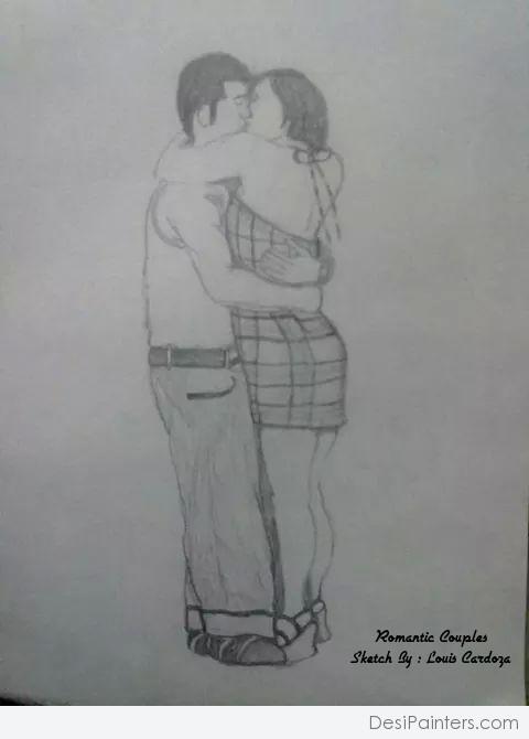 Romatic couple pencil sketch