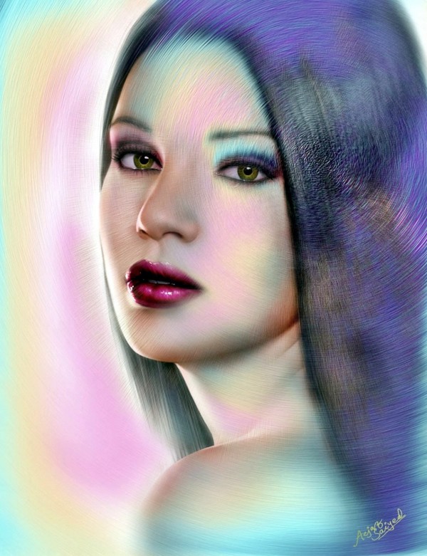 Digital painting of face beauty