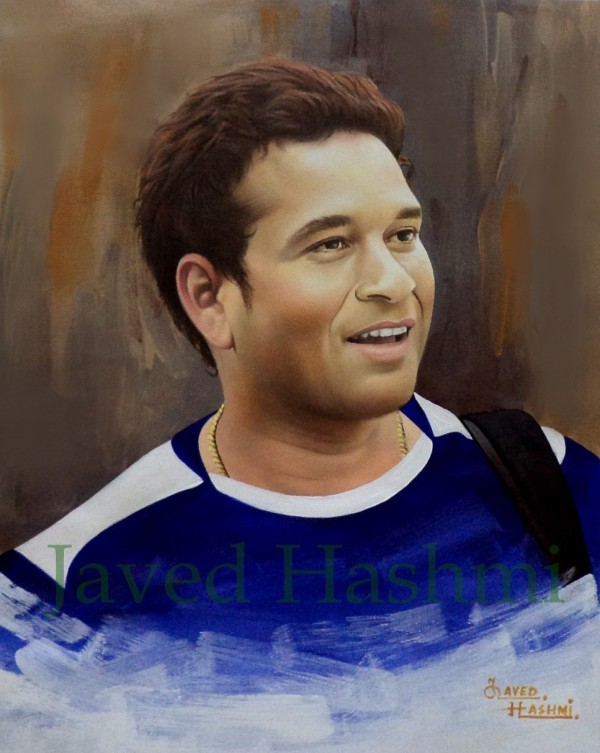 Sachin Tendulkar Oil Painting