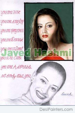 Diya Mirza Portrait Painting - DesiPainters.com