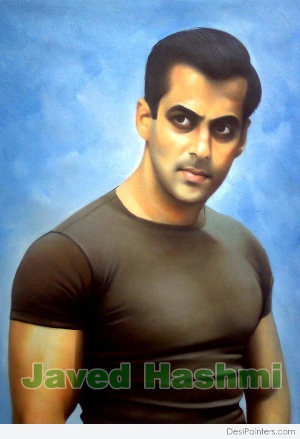 Super Star Salman Khan Oil Painting - DesiPainters.com