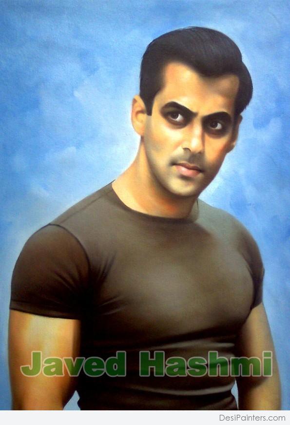 Super Star Salman Khan Oil Painting - DesiPainters.com