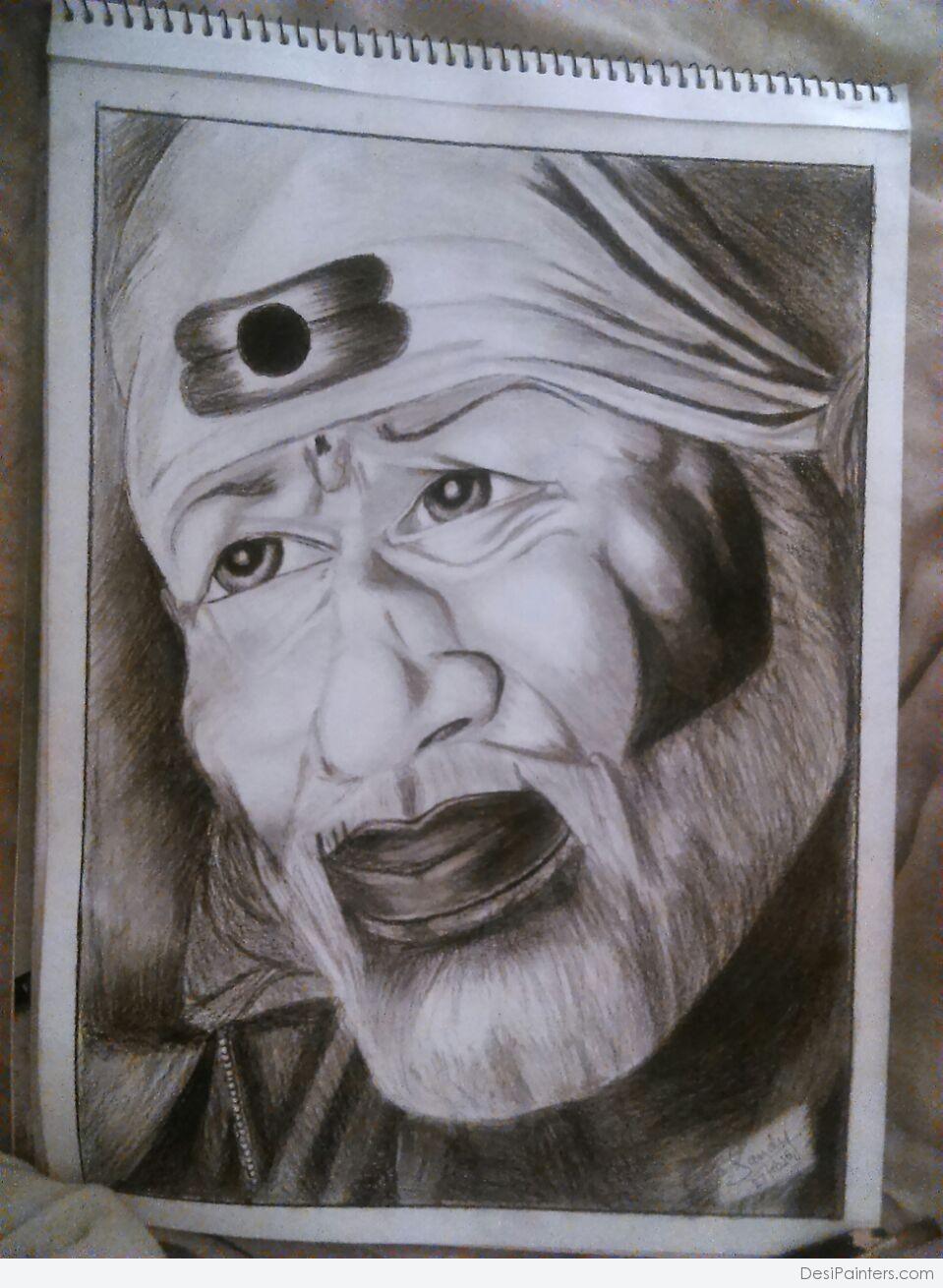 Shirdi Sai Baba Sketch | DesiPainters.com